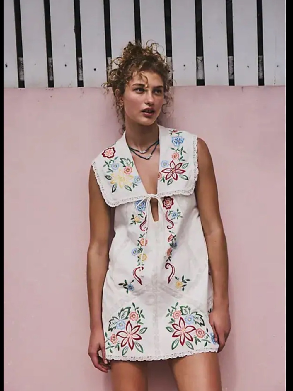 Free People Willow Embroidered Mini Dress- Size- Small